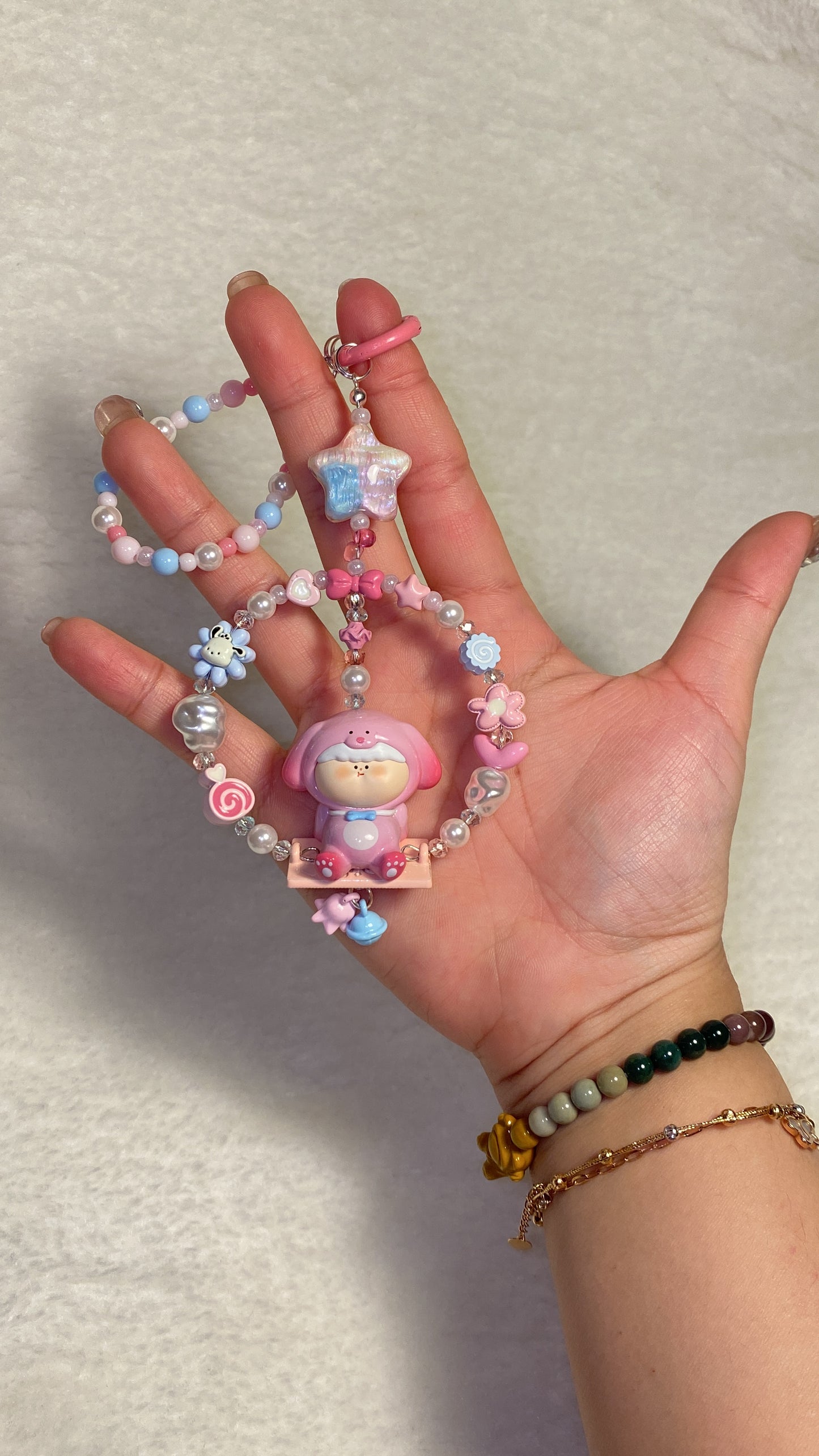Cotton Candy Swing Pup Car Charm