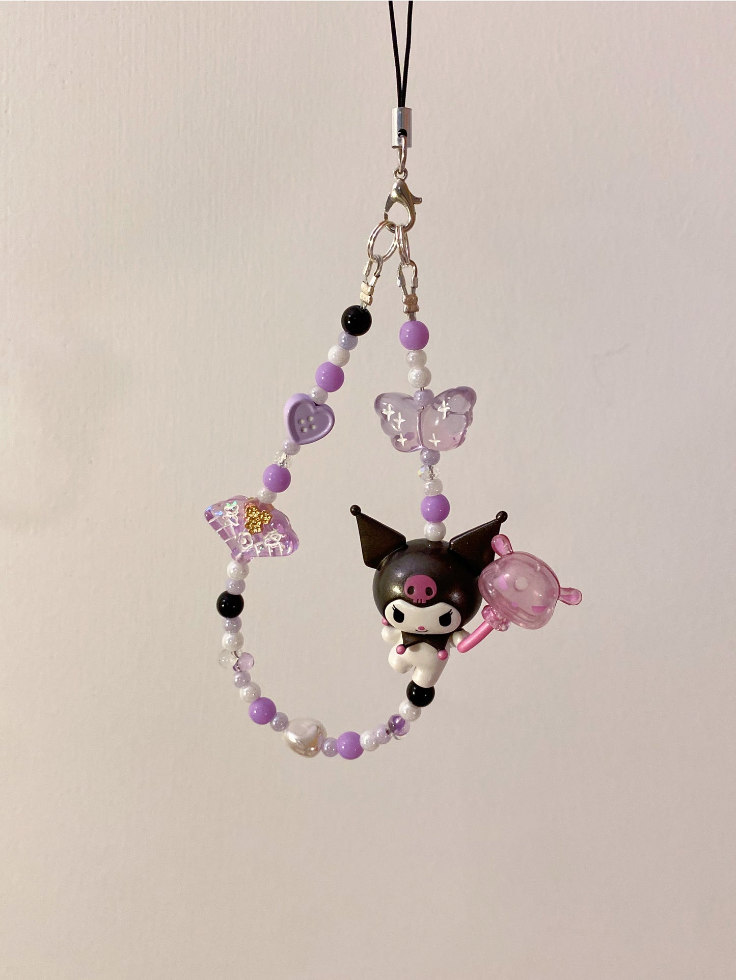 🎈 Baku Balloon Kuromi Beaded Phone Charm