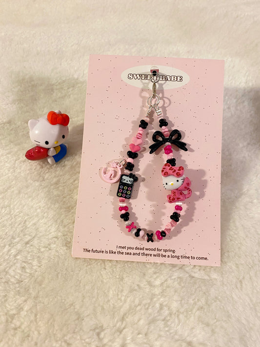 🖤💗 Leopard Vibes Hello Kitty Phone Charm 💗🖤