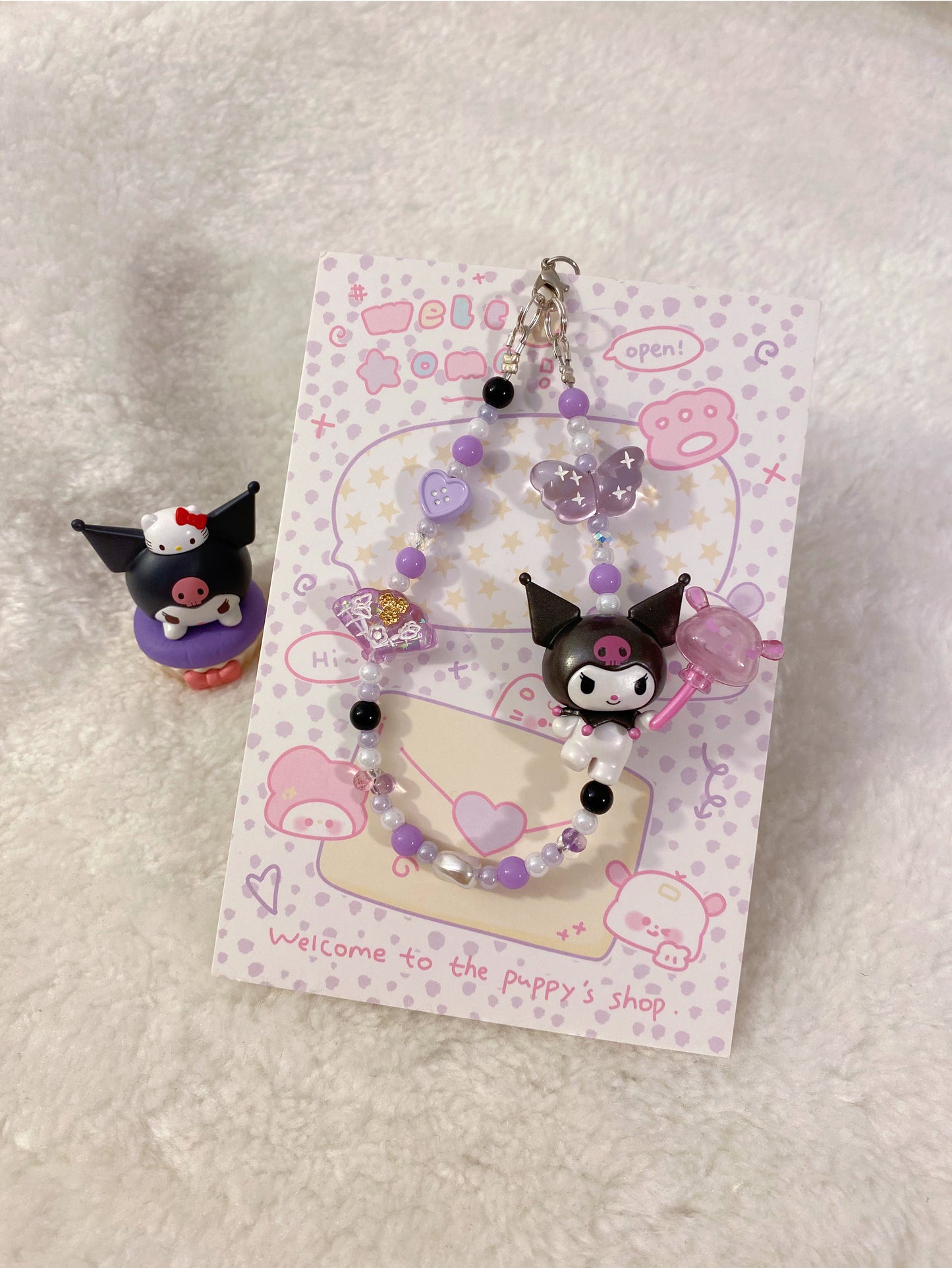 🎈 Baku Balloon Kuromi Beaded Phone Charm