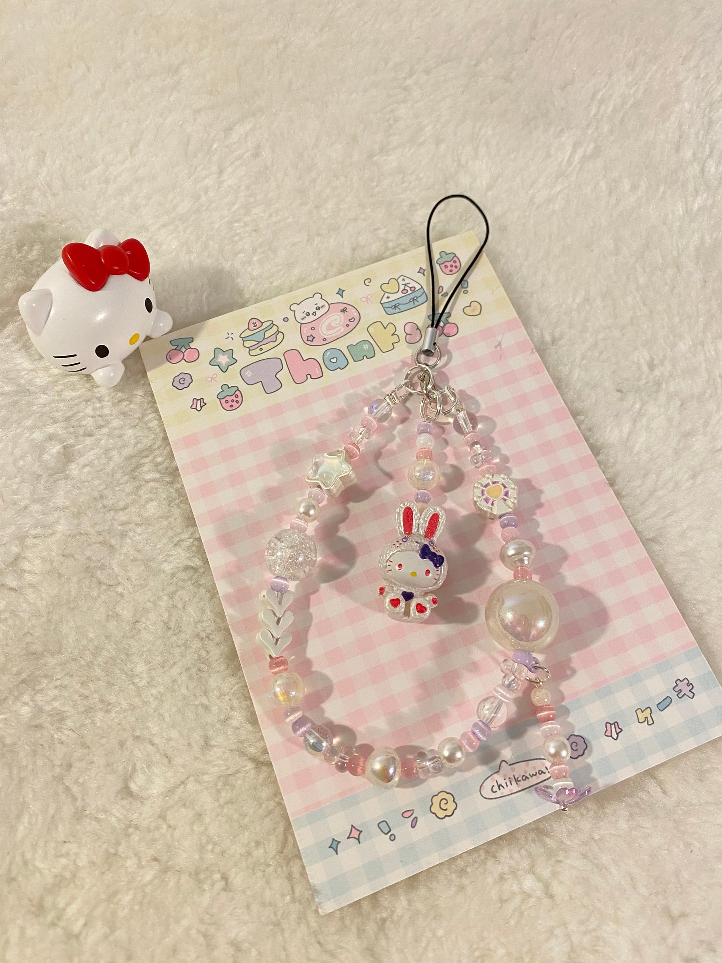 HelloKitty - Dreamy Bunny Crystal Beaded Phone Charm