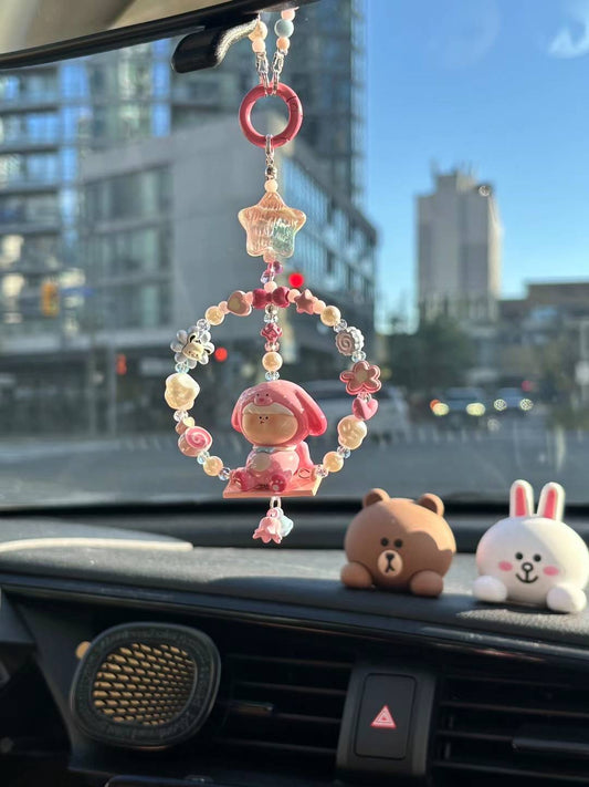 Cotton Candy Swing Pup Car Charm